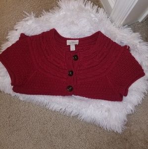 Ann Taylor-Loft Red knit short sleeved sweater.